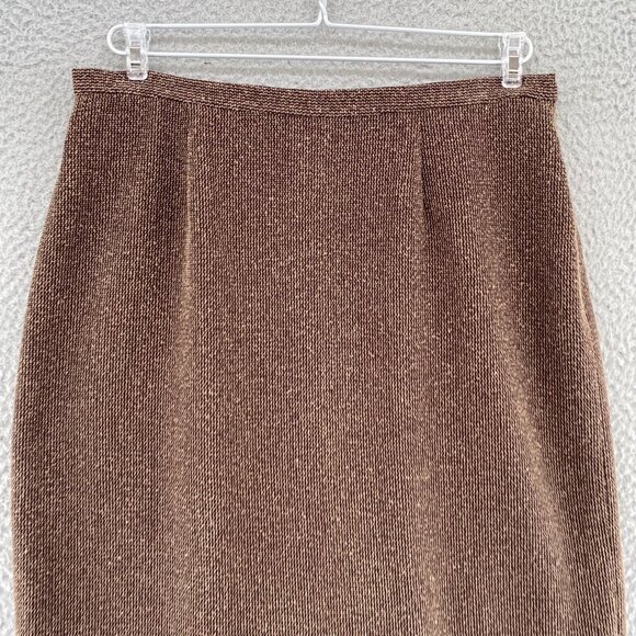 Kasper Skirt Womens 10 Brown Textured Midi Pencil Straight Office Career Work - Picture 2 of 10
